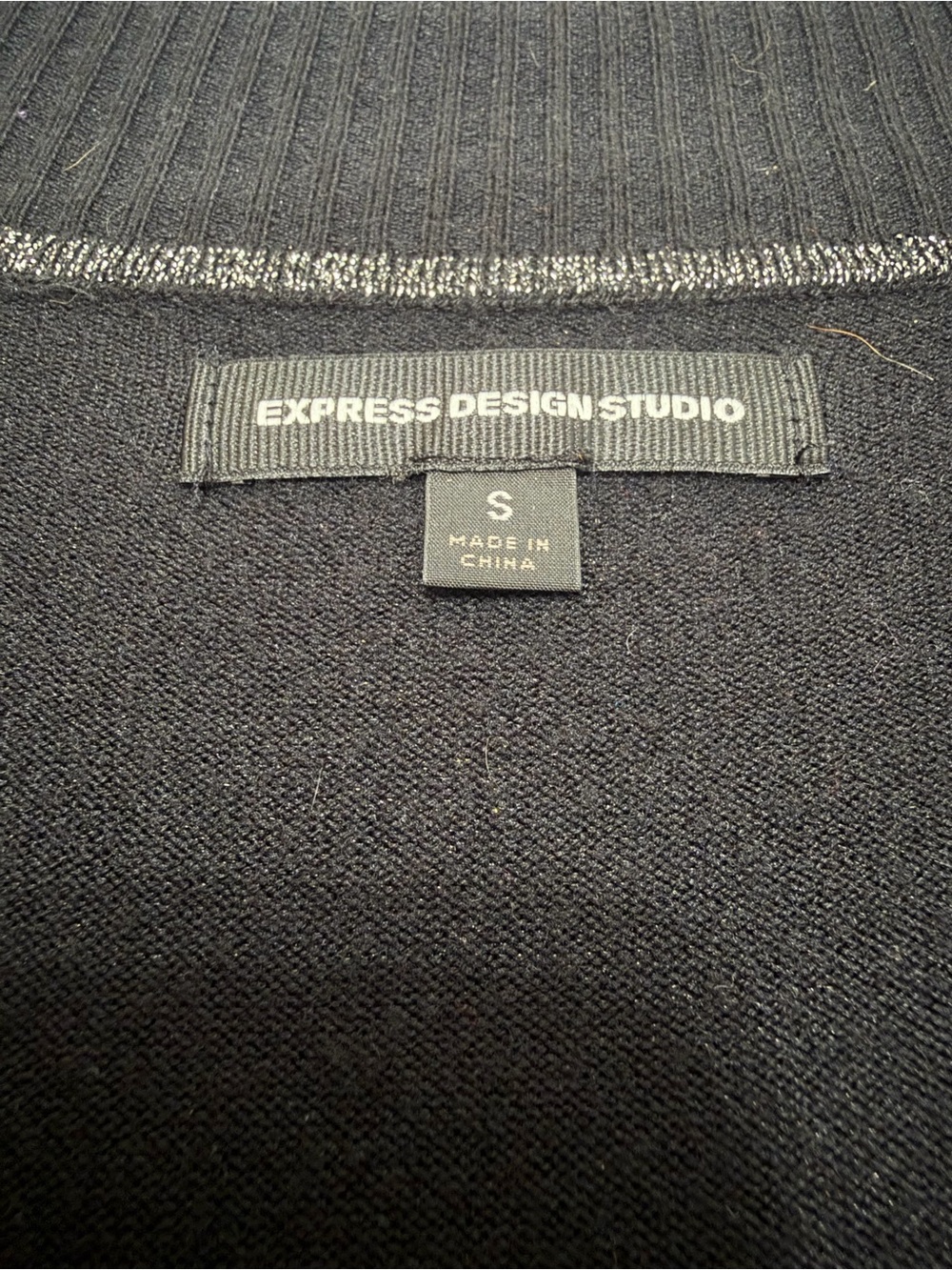 Express Black V-Neck Sweater - Slim Fit Rib Trim - Picture 2 of 10